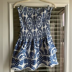 Blue and White Patterned Women's Dress